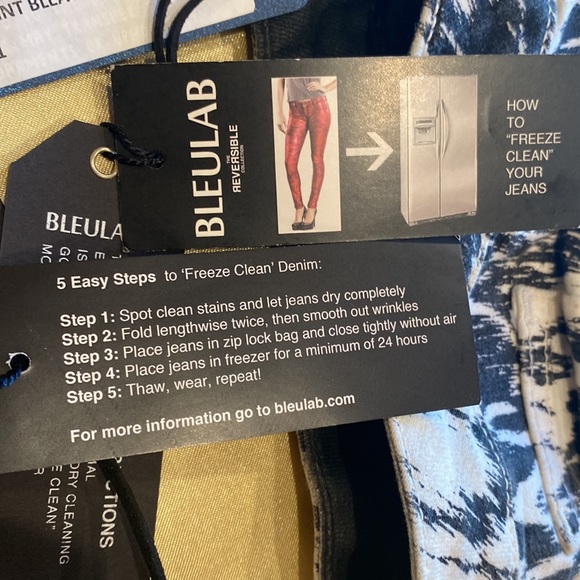 NWT BLEULAB REVERSIBLE SHORTS Ikat bleach summer sexy booty pant denim jean - Picture 10 of 10